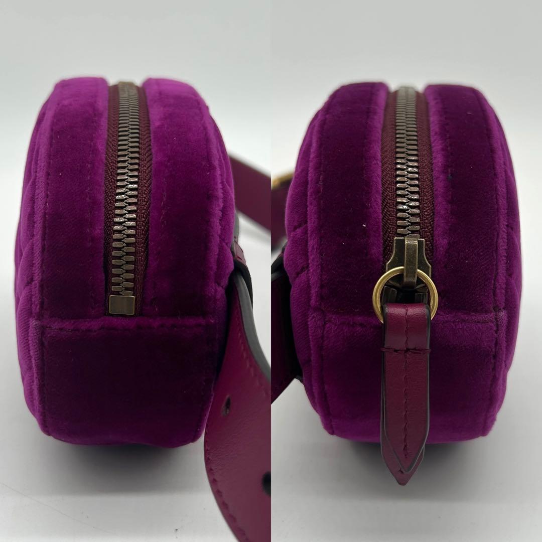 【極美品】グッチ マーモント ベロア ボディバッグ ウエストポーチ パープル