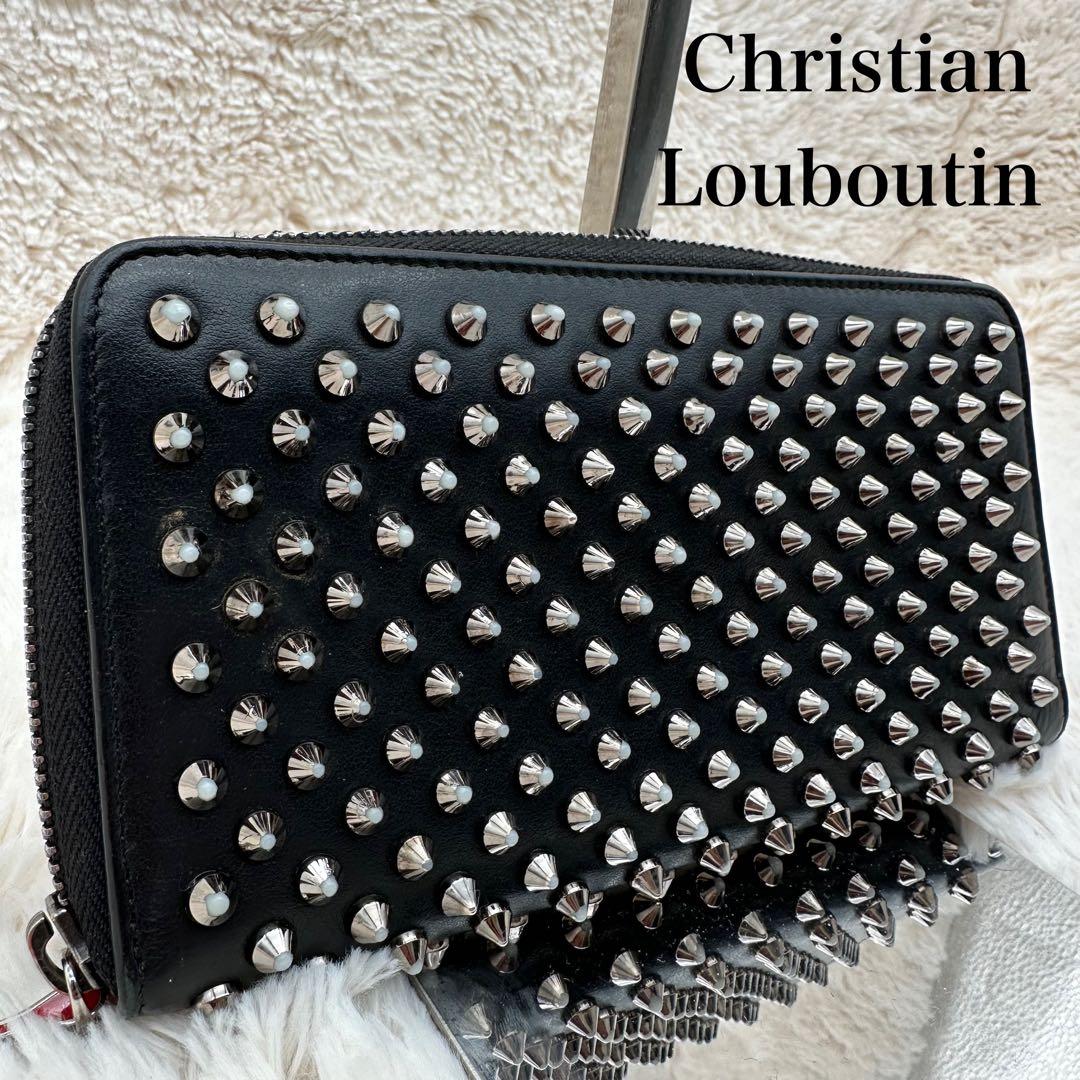 ✨美品✨ルブダン　長財布　スタッズ　パネトーネ　ラウンドジップ　レザー　黒