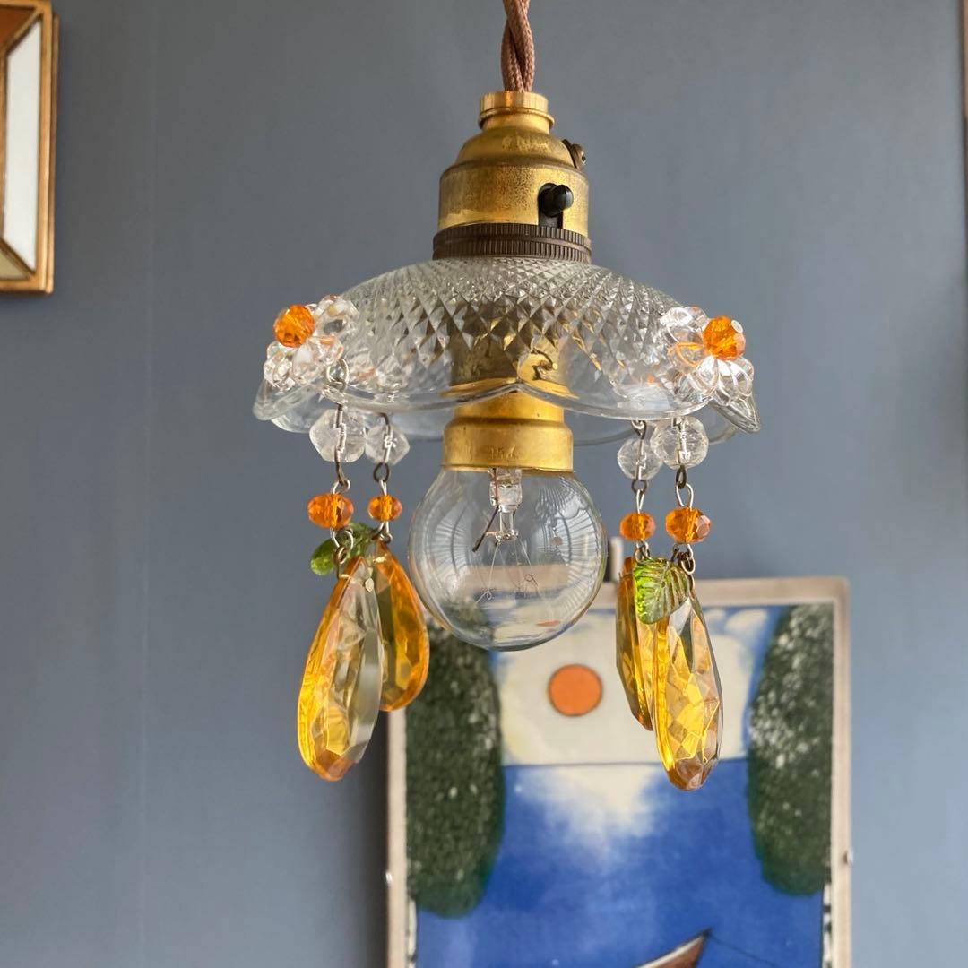 ミニシャンデリア　【果実】　1920年　フランス　ミニシェード　アンティーク