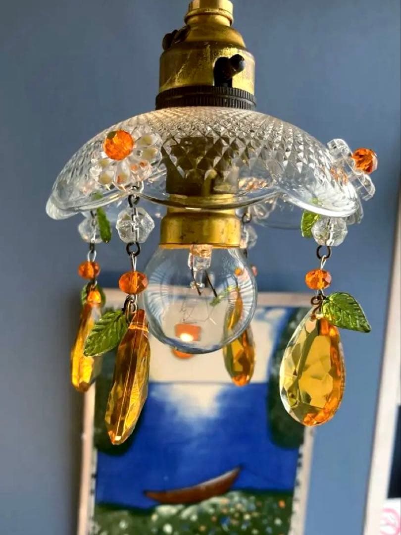 ミニシャンデリア　【果実】　1920年　フランス　ミニシェード　アンティーク