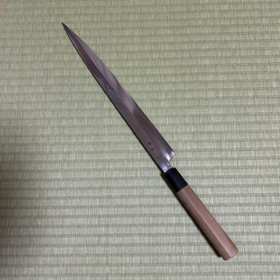 佑成　本焼　柳刃　包丁　和包丁　刃紋　白紙1号　黒水牛柄