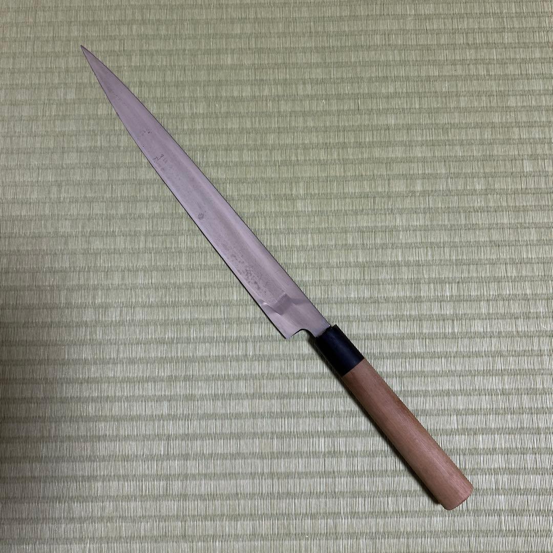 佑成　本焼　柳刃　包丁　和包丁　刃紋　白紙1号　黒水牛柄