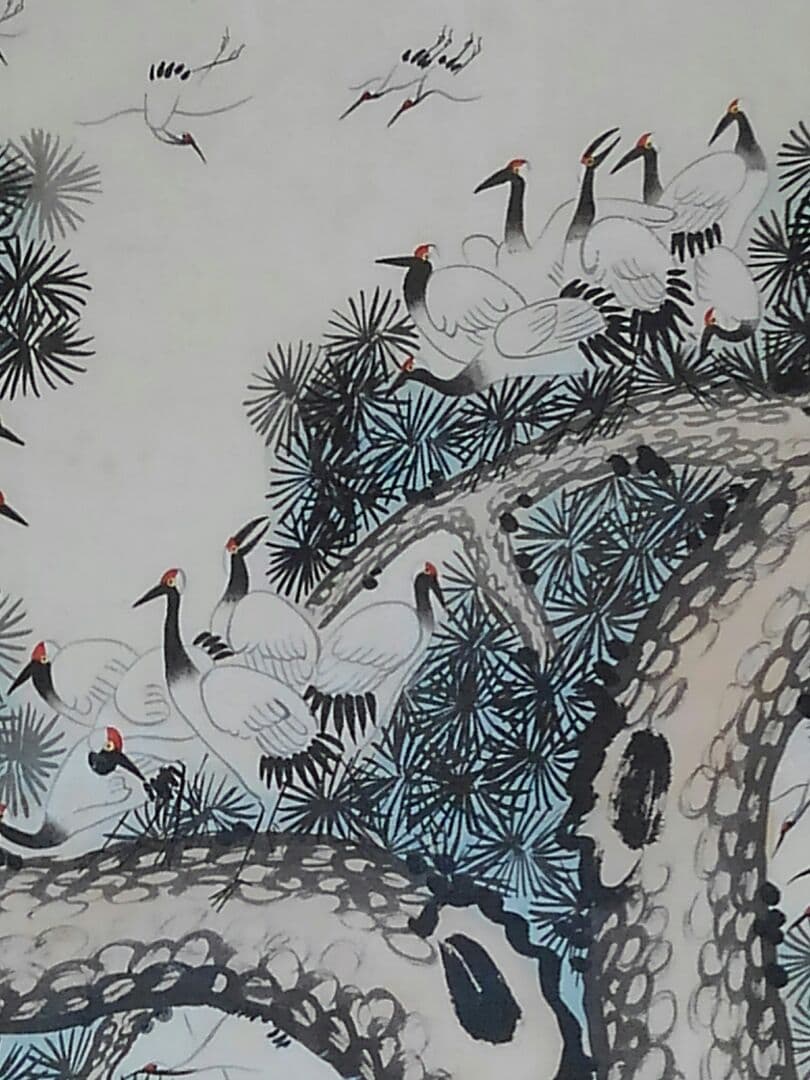 ♥中国　掛軸　百鶴図　掛け軸