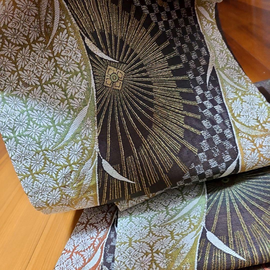 ◆『最高級捩り和紙 美山杉染め』六通柄袋帯【番傘　華七宝】さが美