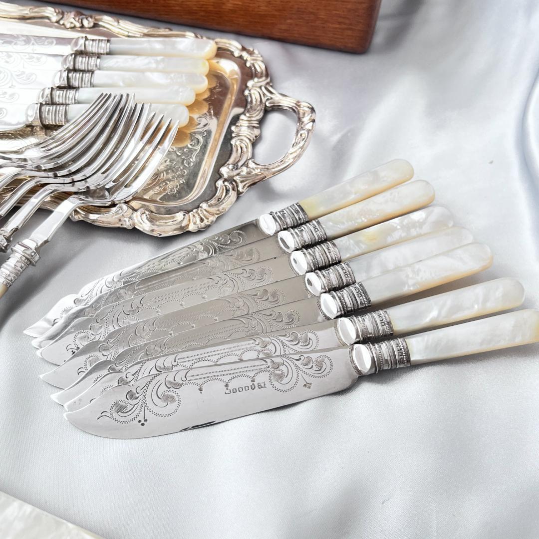 【Walker & Hall】【白蝶貝 / 純銀継手】カトラリーセット サーバー