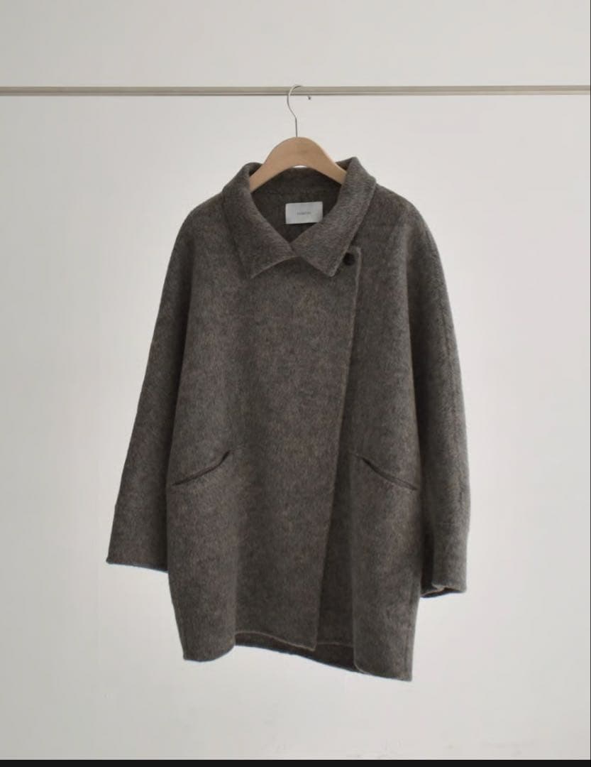 ジャケット・アウター cizatto Stand Collar Midi Wool Coat