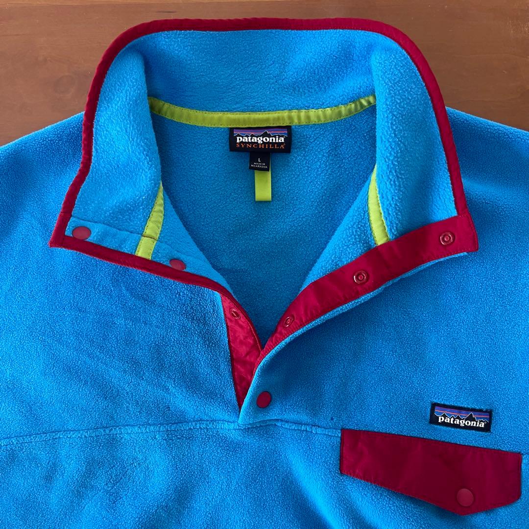 ★Patagonia　シンチラ　スナップt　Lサイズ　ターコイズブルー×レッド
