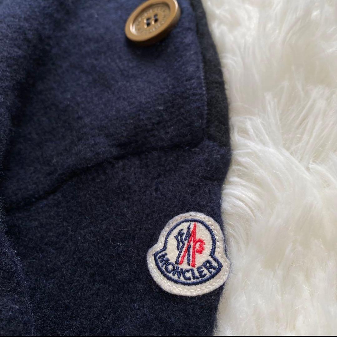 モンクレール モヘヤ混 ニット ロゴ ワッペン 刺繍 ネイビー ボタン セーター