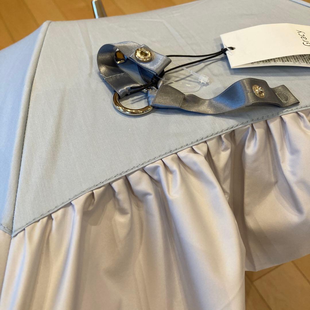 グレイシー　晴雨兼用フリルたっぷり　日傘　シルバーグレー