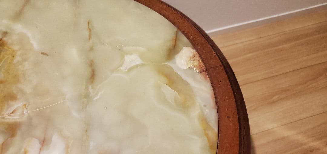 【イタリア製】天然石グリーンオニキス センターテーブル 猫脚 大理石