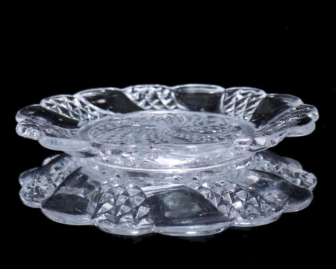 オールド・バカラ 1880年珍品 セルポンティーヌ花型プレート 皿 アンティーク