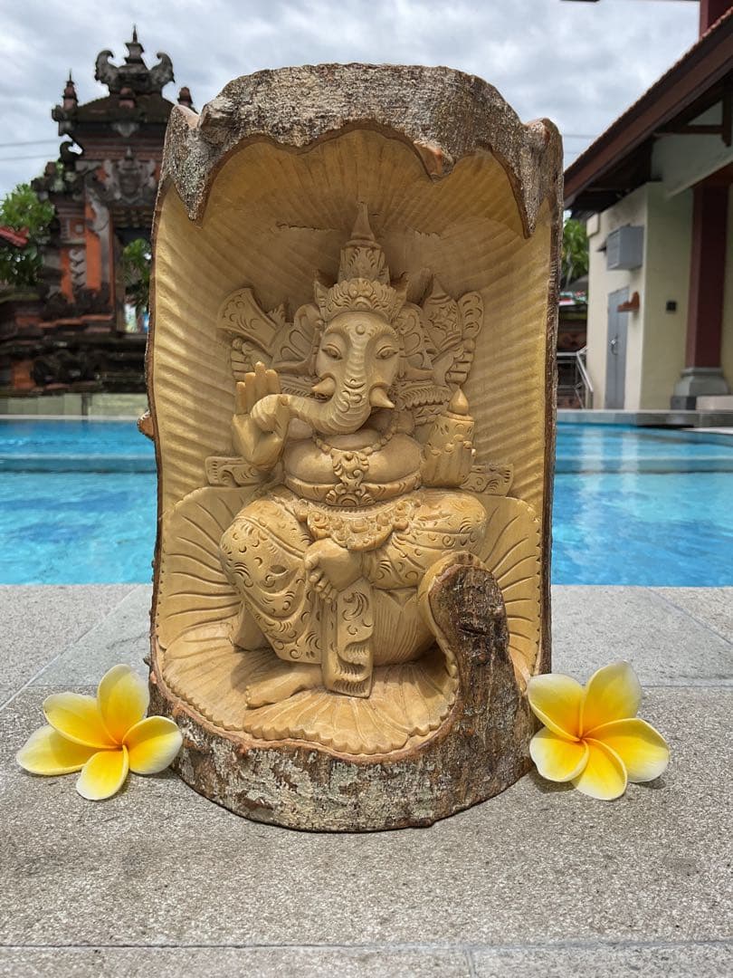 「特別価格」ガネーシャ像(夢をかなえる神様)木彫り H 25.5cm