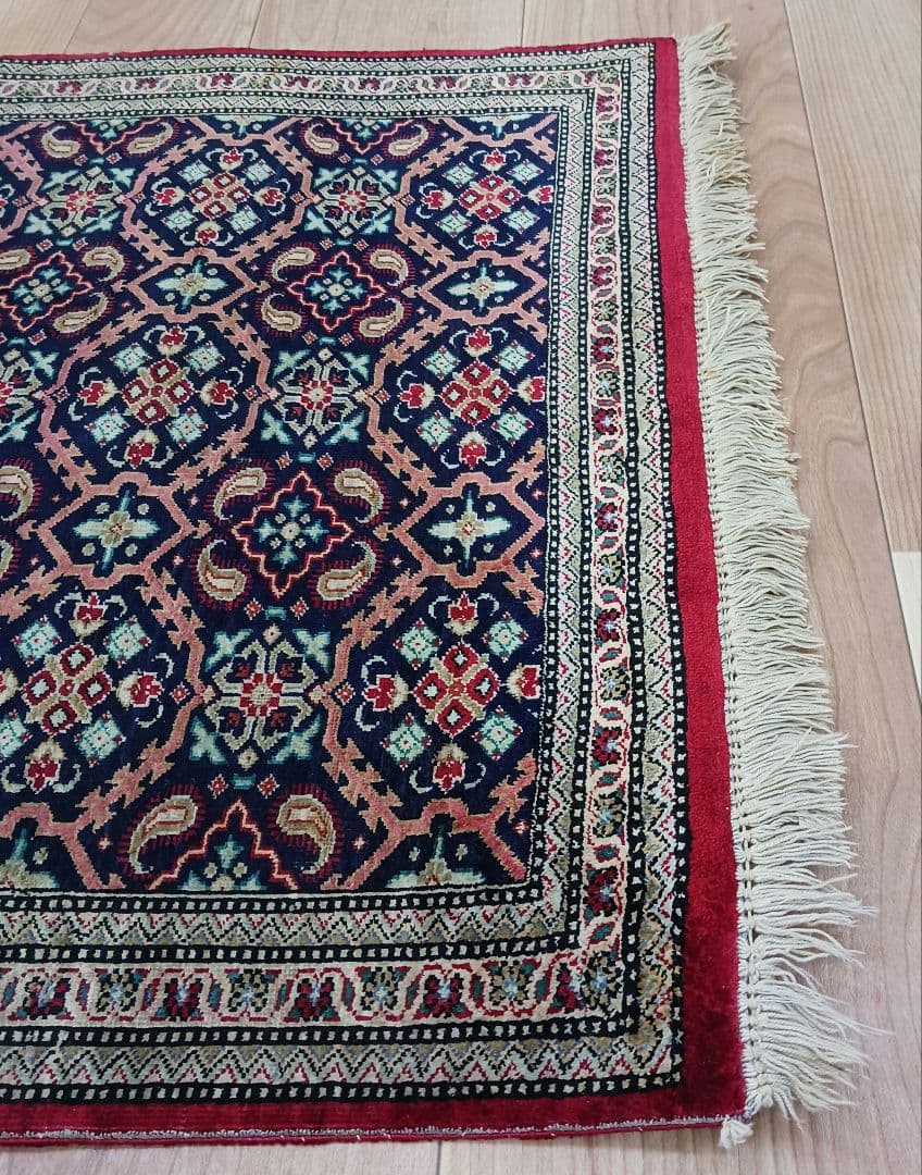 Y3076 ペルシャ絨毯 クム産 シルク100% 手織80万ノット