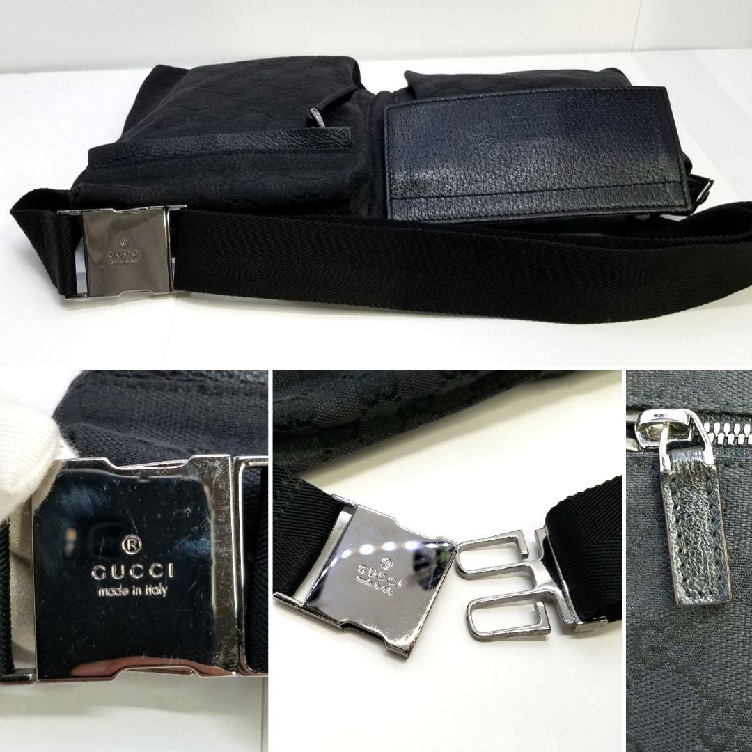 GUCCI グッチ ウエストボディーバッグ 財布 GGキャンバス 黒 ブラック