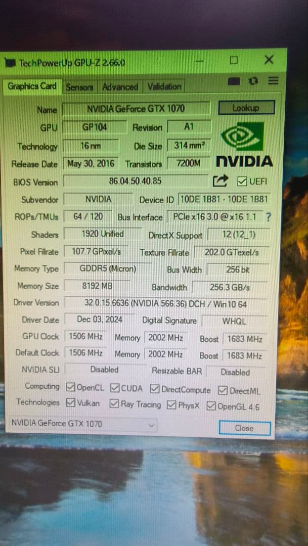 PALIT GTX 1070 DUAL 8G 動作確認済み