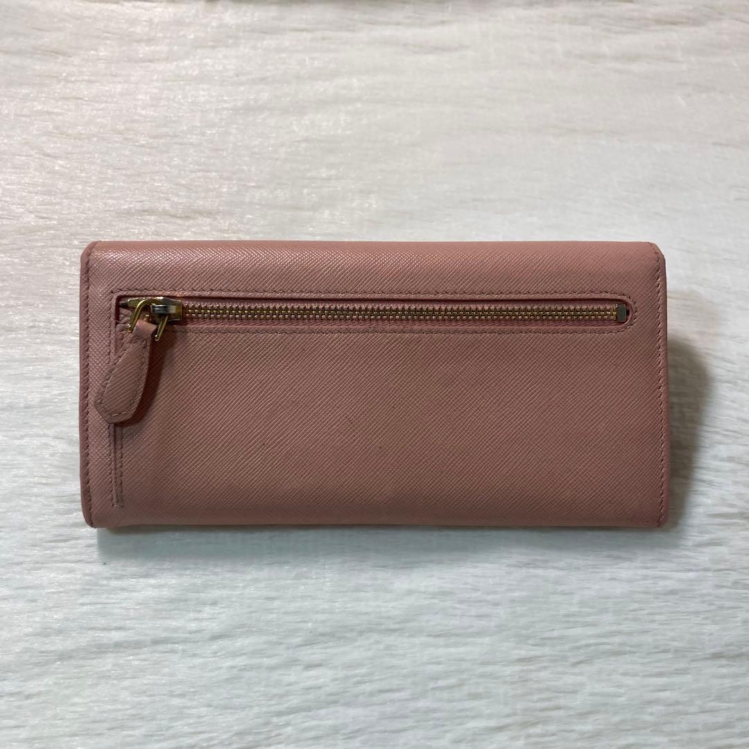 本日限定　PRADA プラダ　長財布　フレーム　ピンク　ベージュ　二つ折り　人気
