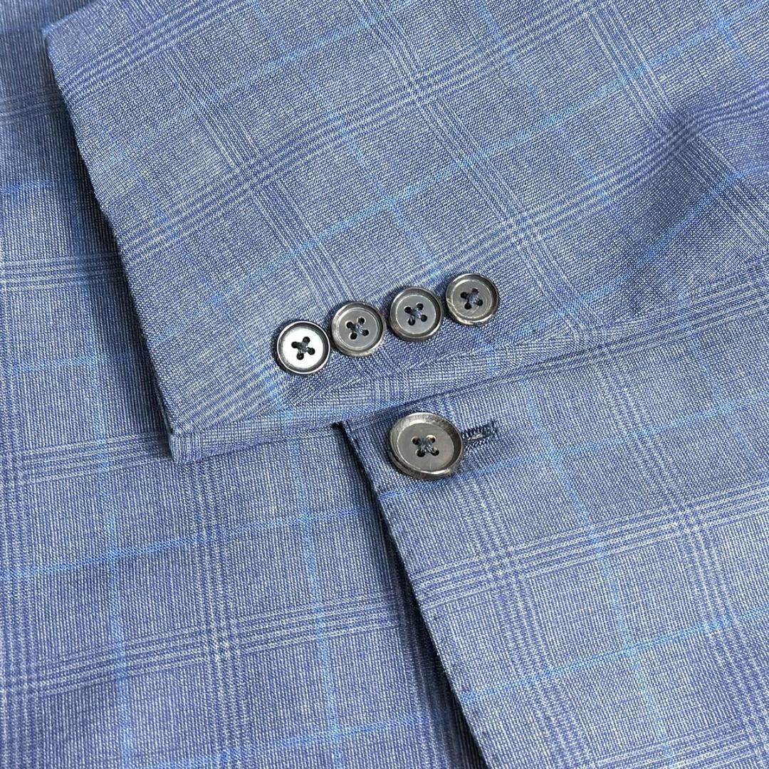 J6409超美品 ブリッラペルイルグスト 伊製生地モヘヤ混グレンプレイド柄スーツ