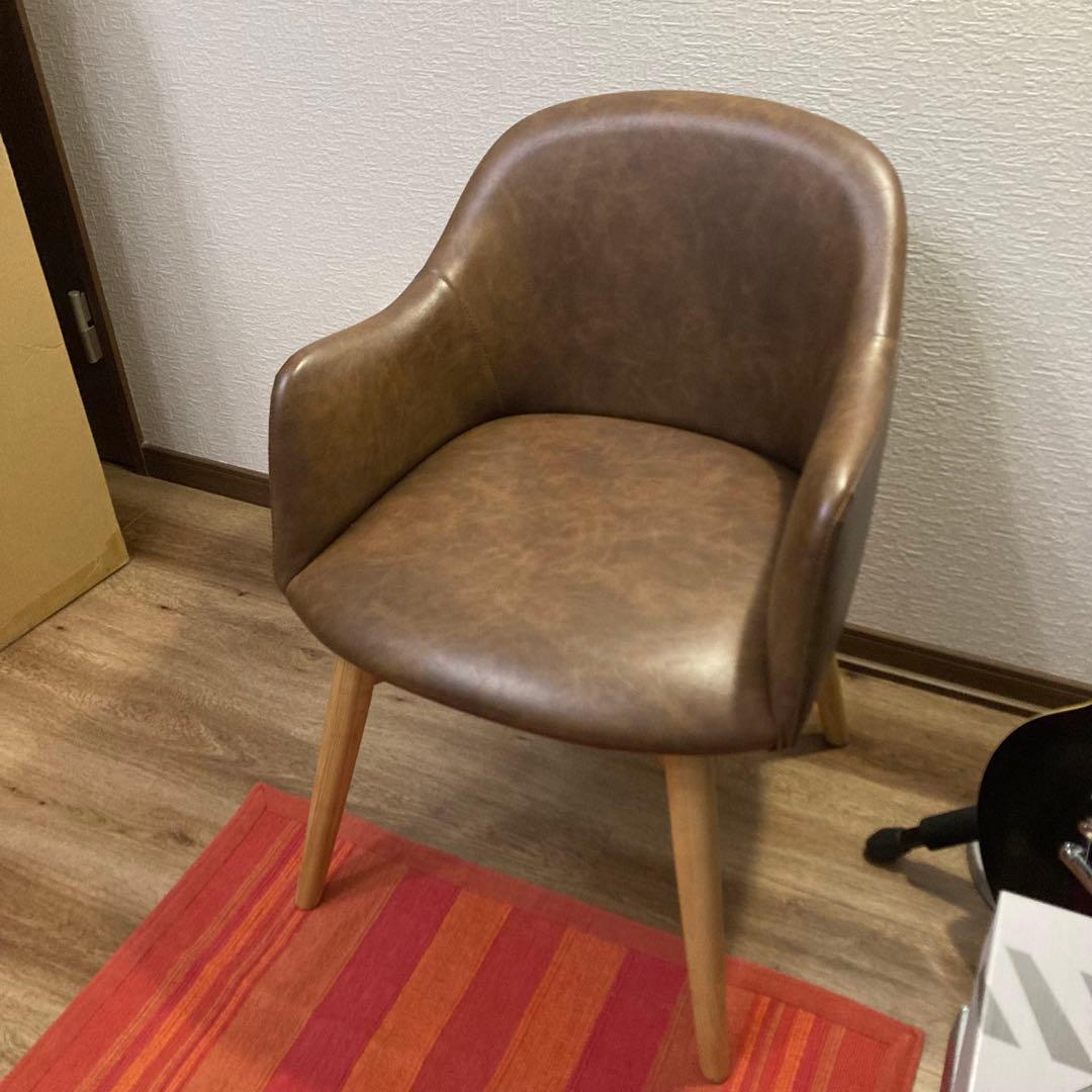 【美品】CARA ダイニングチェア ブラウン 合皮