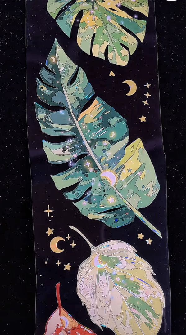 【9458】海外　マステ　3/5/巻　貝殻光マスキングテープ葉っぱ　植物　装飾系