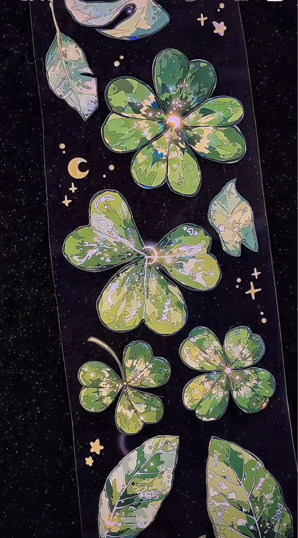 【9458】海外　マステ　3/5/巻　貝殻光マスキングテープ葉っぱ　植物　装飾系