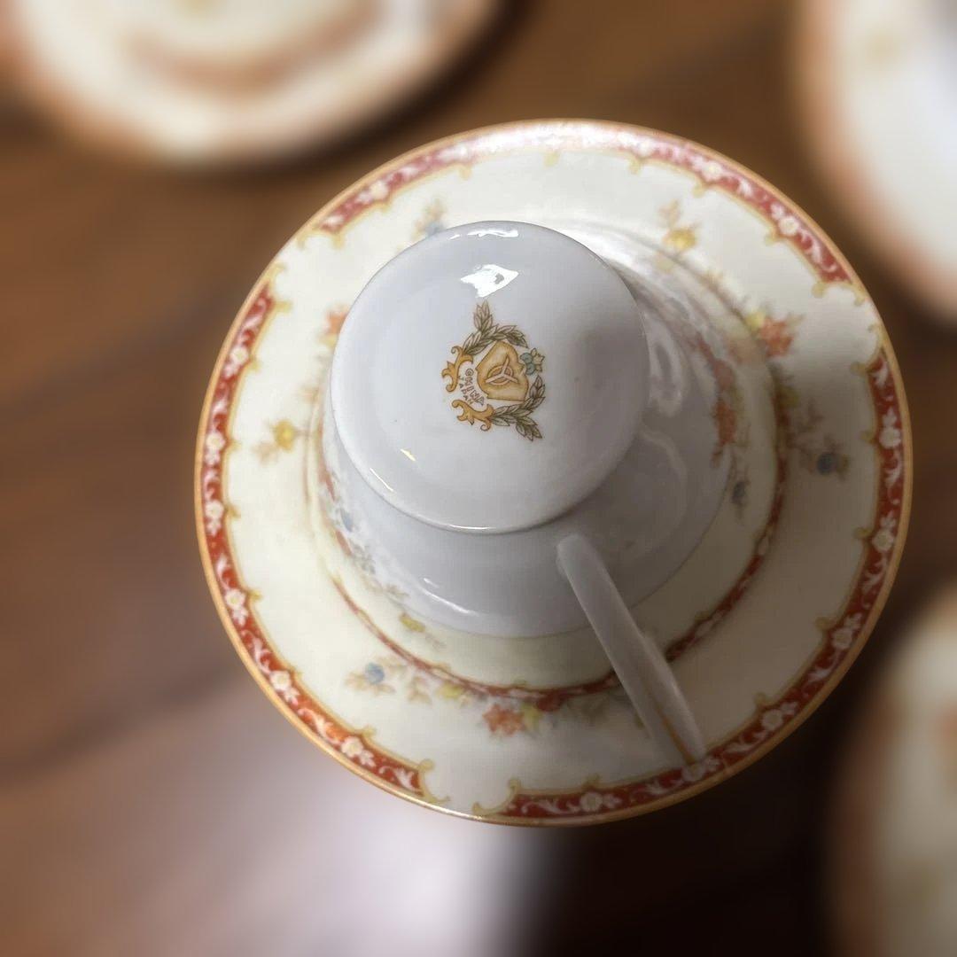 アンティークカップ＆ソーサー五客セットシェイプカップオールドノリタケライバル会社