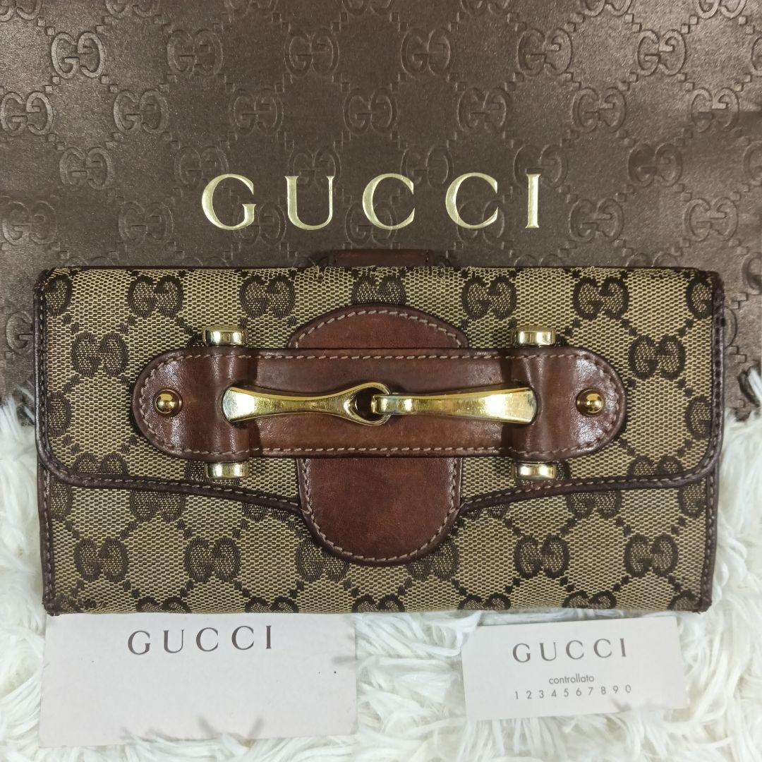【GUCCI】グッチ　長財布　財布　ホースビット　GGキャンバス ✨