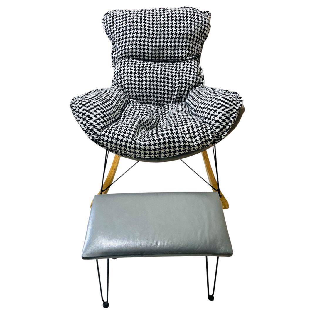 【激安】ロッキングチェア　足置きセット　1人掛け　ふわふわ