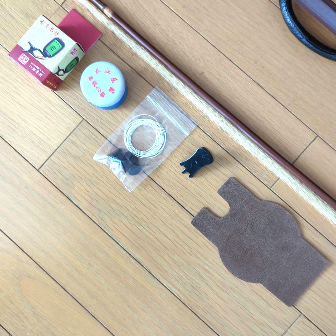 胡涵柔製作 最上級明清老紅木 未使用 螺鈿花 回紋頭 二胡5