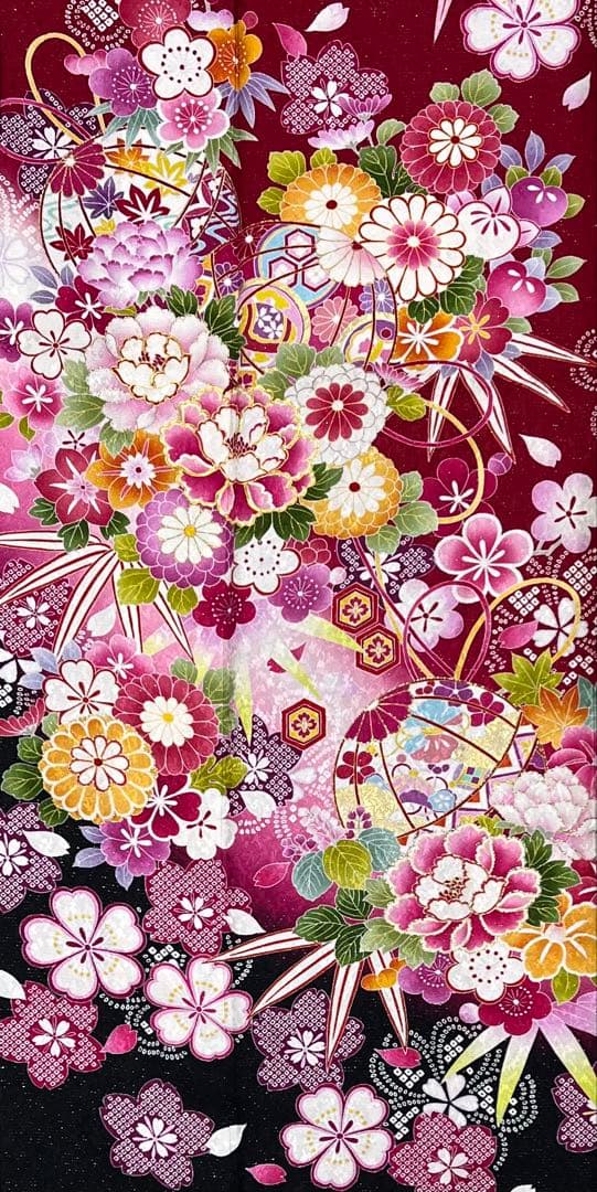 振り袖　フルセット　長襦袢　金彩加工　刺繍入り　銀通し　成人式　ブランド　742