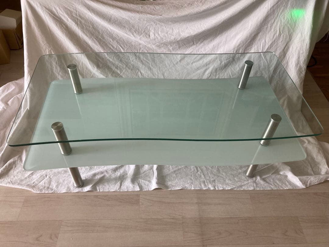 ガラスローテーブル センターテーブル W110×D52.5×H40cm