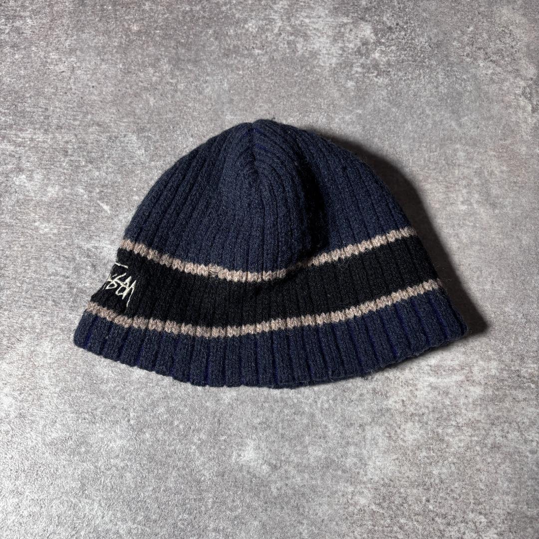帽子 90s OLD STUSSY knit beanie navy