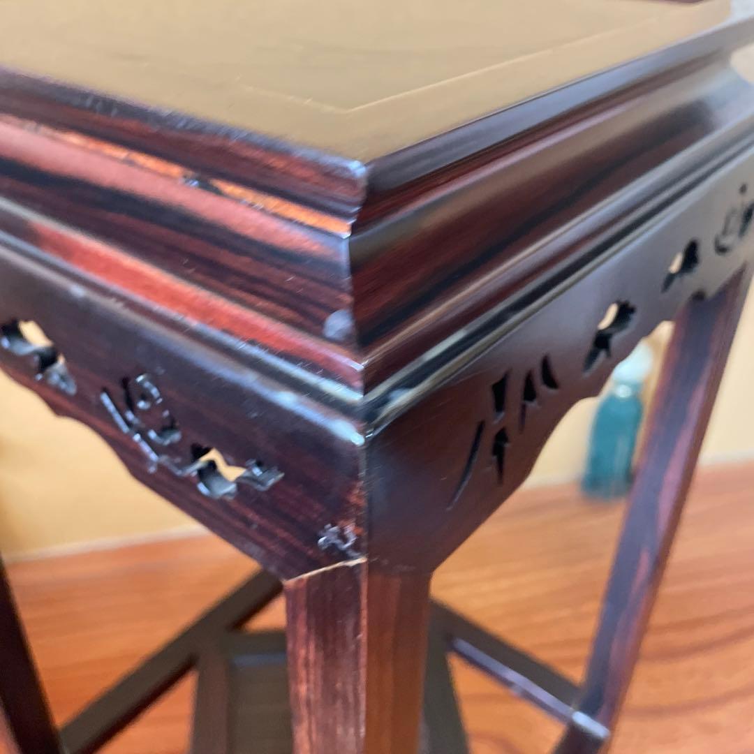 盆栽台 花台 飾り台 香炉台 花瓶台 サイドテーブル 木製 花梨材 アンティーク