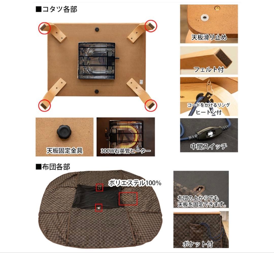 ダイニングコタツ 掛け布団セット 一人用
