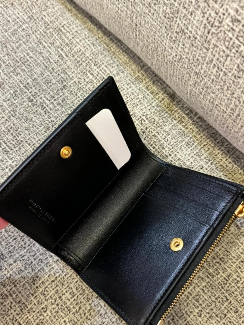 ボッテガヴェネタ コンパクト財布 ブラック レザー 箱・保存袋付き