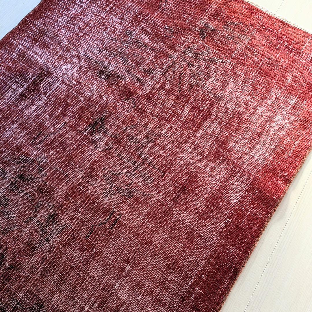 93×207 オーバーダイ深い赤　トルコヴィンテージラグ