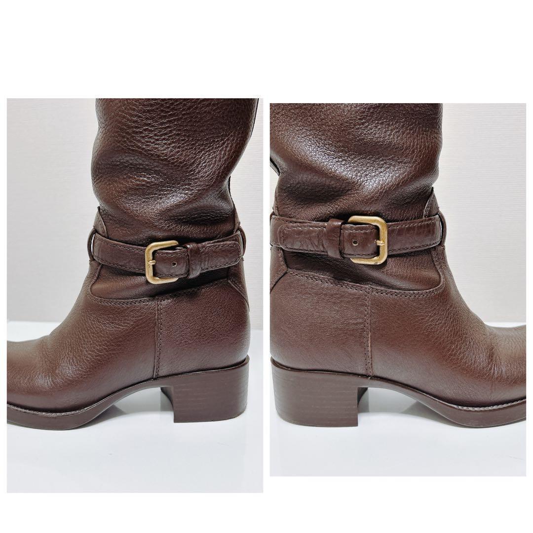 【極美品・箱付】PRADA ロングブーツ 36 ダークブラウン レザー