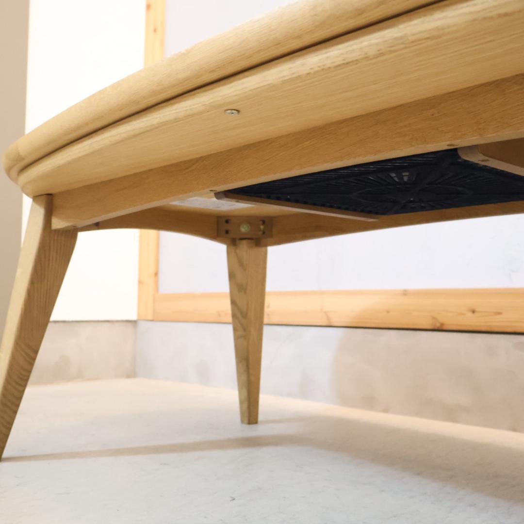 クラッシュゲート クルリ こたつ オーク無垢材 楕円形 ローテーブル テーブル