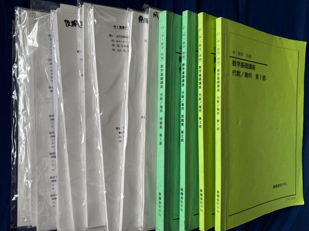 鉄緑会 中1数学テキスト・問題集・テキスト解答・各種テストプリントセット