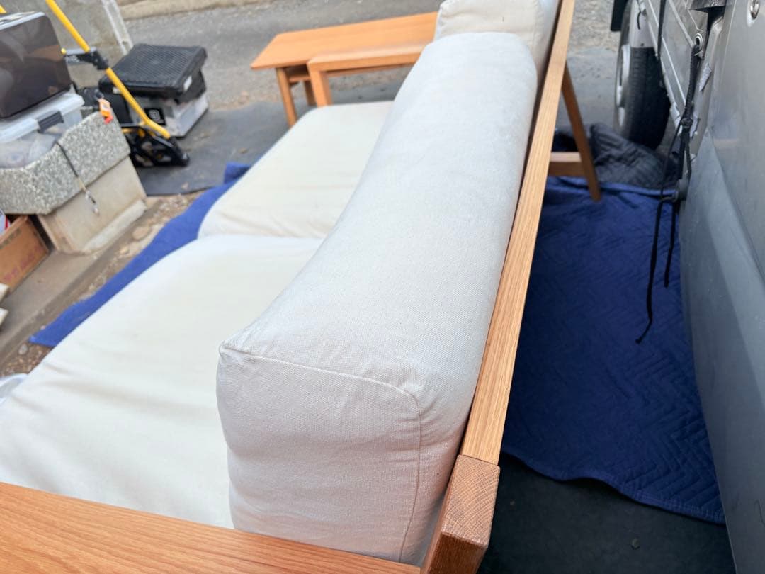 無印良品 2.5シーター ソファ フェザーポケットコイル オーク材フレーム