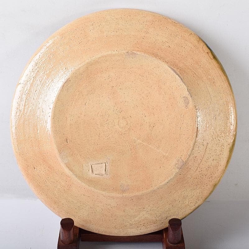 あ 　織部焼　蟹文　平丸皿　共布　黒田陶々庵極め箱　M　R8740B