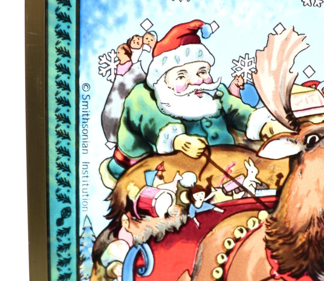 トナカイに乗るサンタクロース ヴィンテージ ステンドグラス スミソニアン美術館