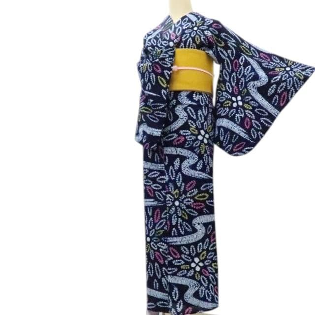 Y3388◆有松鳴海絞り 綿 高級浴衣 洗える夏着物
