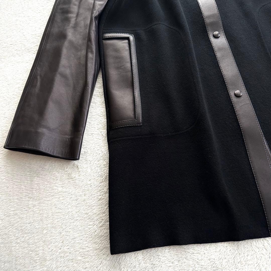 美品　現行　サルヴァトーレフェラガモ　ラムレザー　コート　ガンチーニ　シルク混