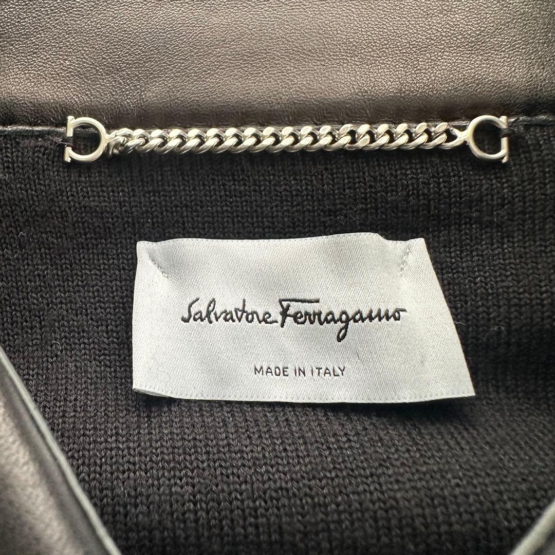 美品　現行　サルヴァトーレフェラガモ　ラムレザー　コート　ガンチーニ　シルク混