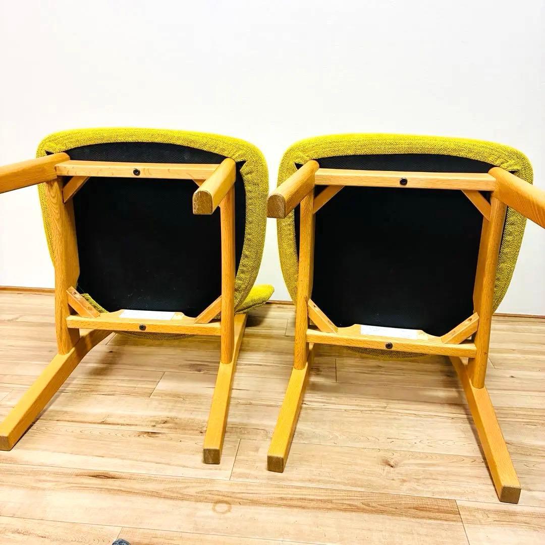 ナガノインテリア　天然木フレーム　ダイニングチェア2脚セット　グリーン