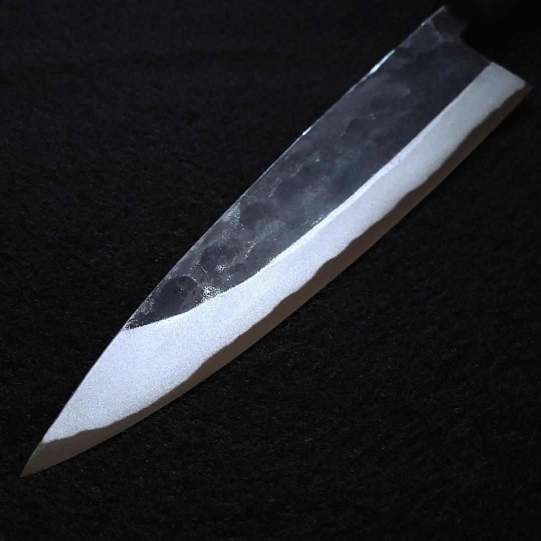 【1点物】青紙２号 黒打 厚刃包丁 210㎜ G9392 焼栗柄 手作り 月光作