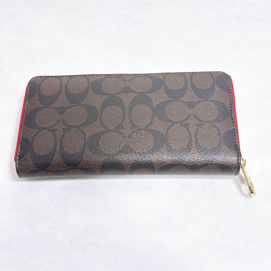 [COACH] コーチ 長財布(ラウンドファスナー)赤 ゴールド