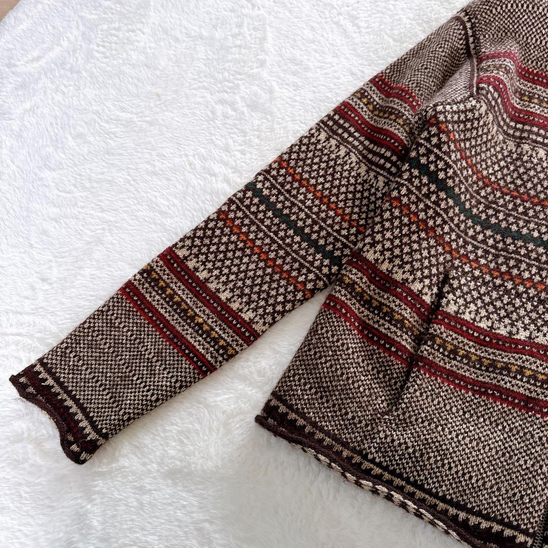 【ポロスポーツラルフローレン】ウールシルク 総柄ジップアップニットジャケット L