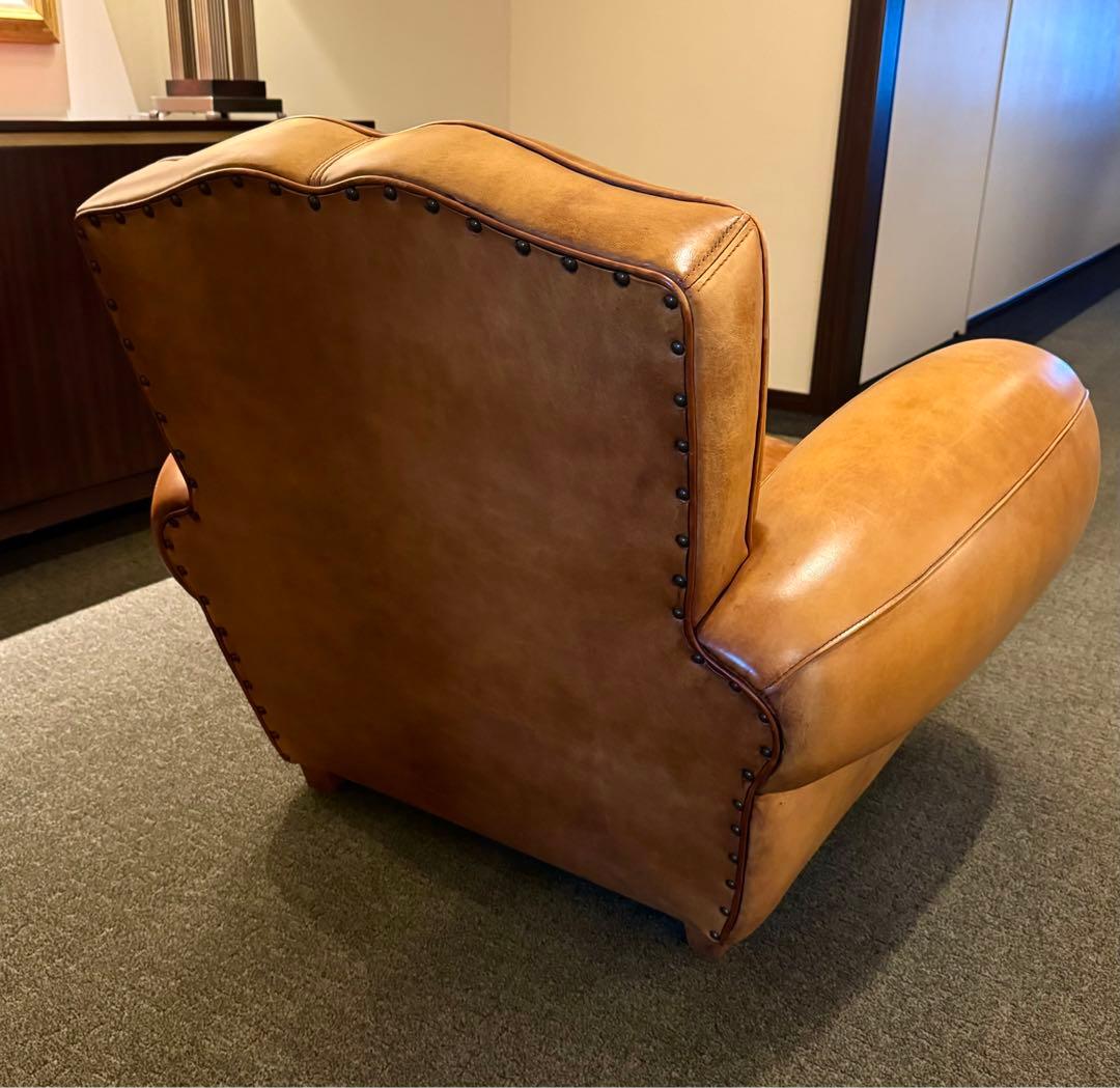 フレンチクラブチェア 本革 ヴィンテージ レザーソファ 高級 アンティーク