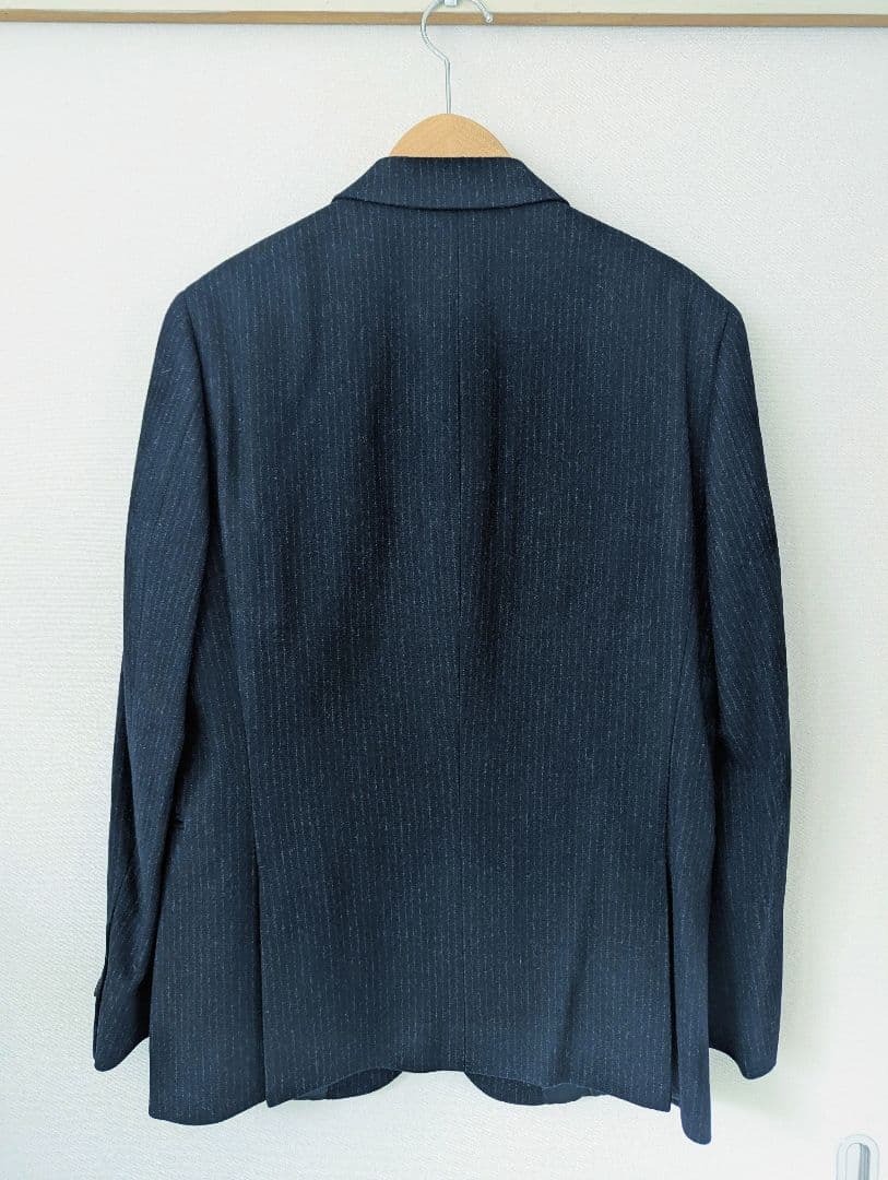美品★+J★ ウール100% テーラードジャケット 上下 ネイビーストライプ S